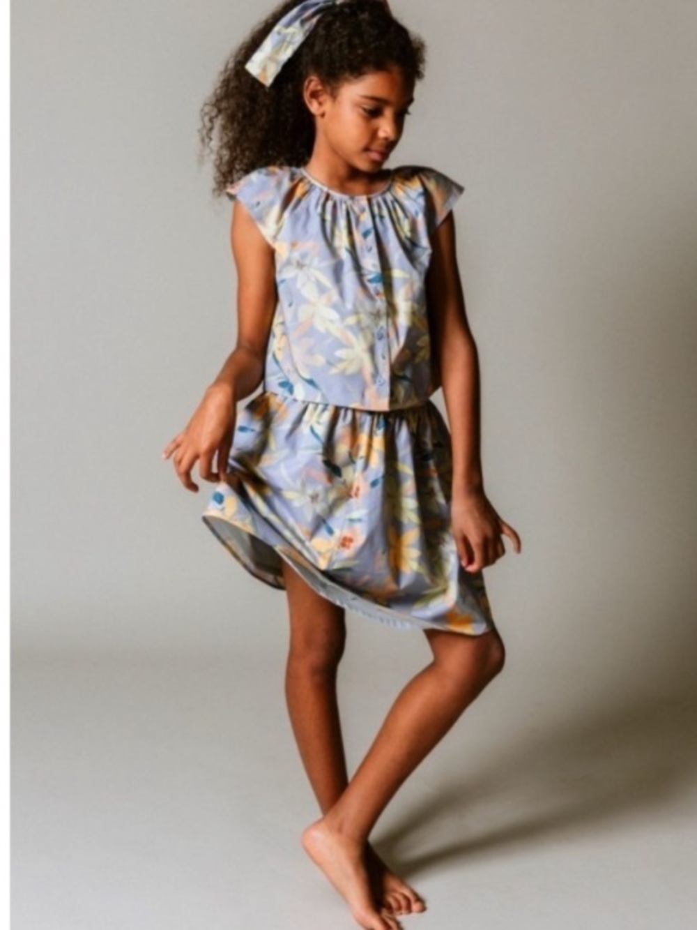 Senorita Lemoniez- Set Blue floral Skirt and top 8 Girls
